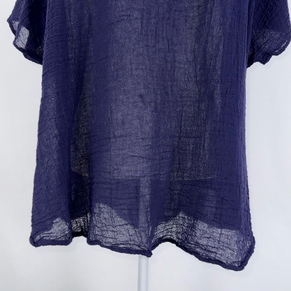 Jaded Gypsy Women's Oversize Gauze Button Down Top L/XL Navy Blue - Picture 9 of 12